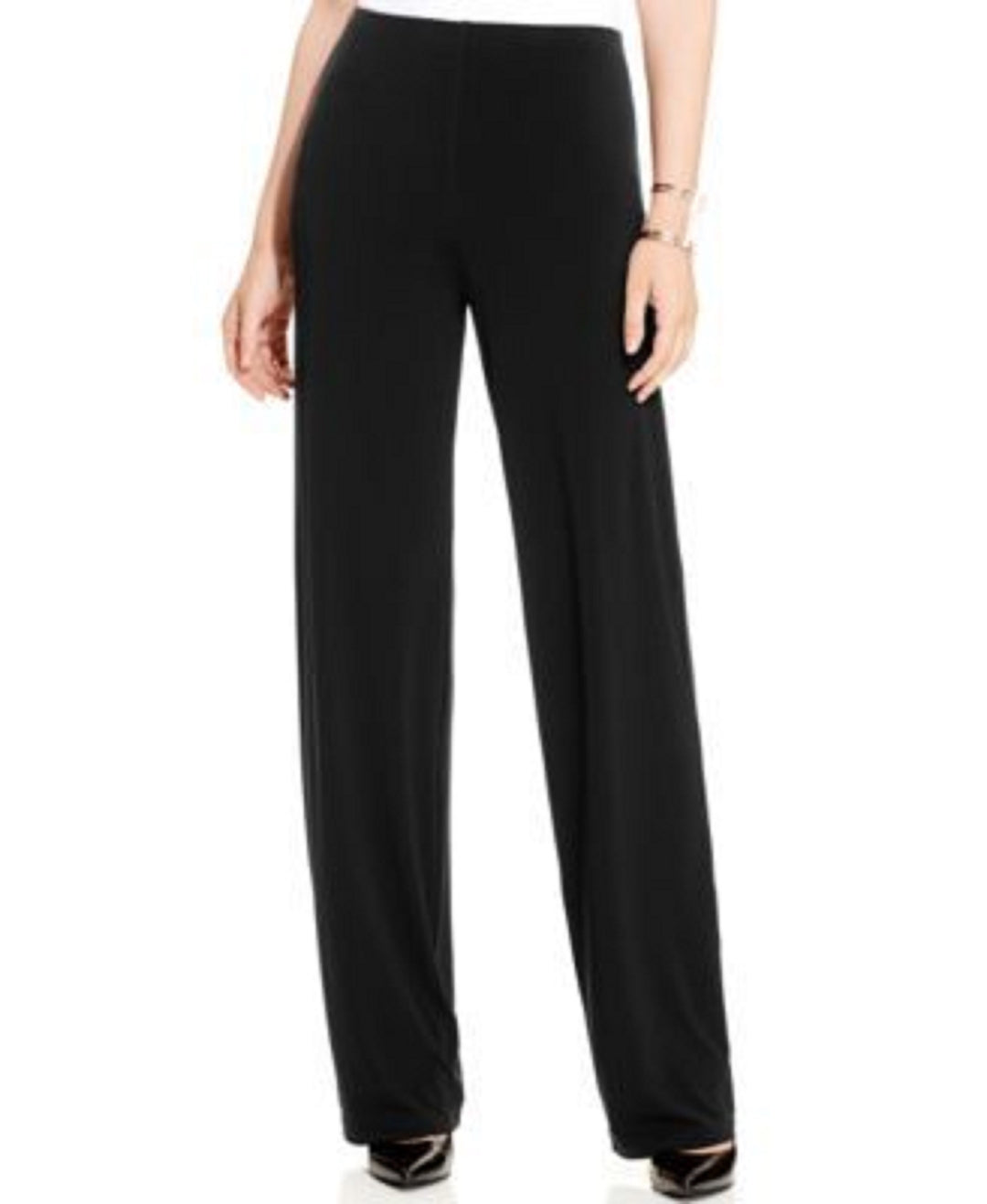 Alfani Women's Petite Knit Wide-Leg Pant Black Size Large