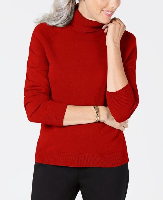 Karen Scott Women's Plus Size Turtleneck Luxsoft Sweater Mediun Red Size 1X