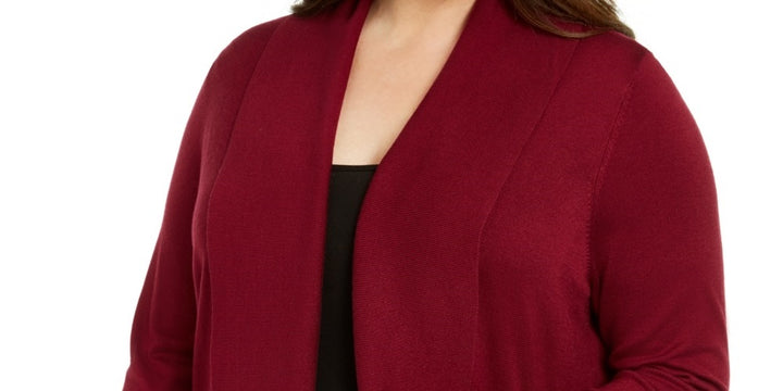 Karen Scott Women's Plus Size Open-Front Cardigan Sweater Red Size 1X