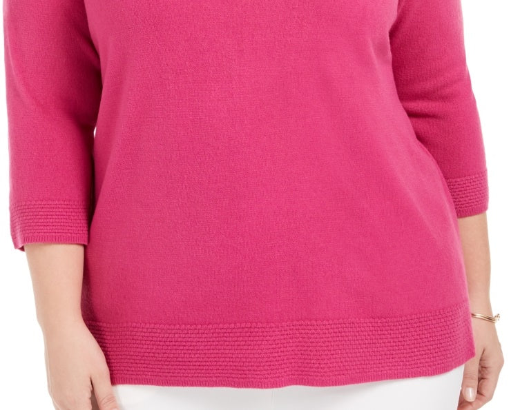 Karen Scott Women's Plus Ballet Neckline Sweater Pink Size 3X