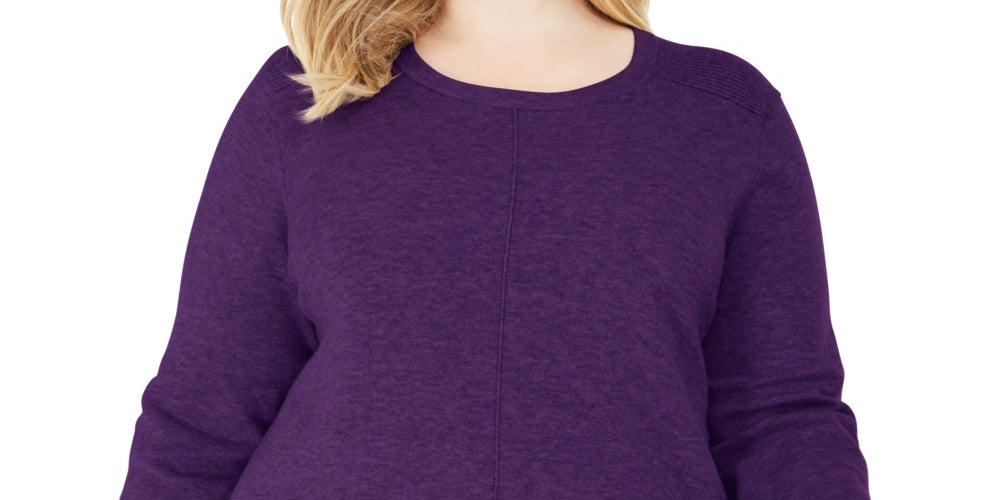 Karen Scott Women's Plus Size Scoop-Neck Seamed Sweater Purple Size 3X