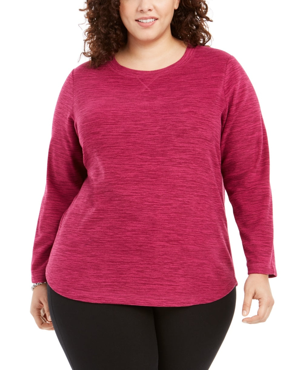 Karen Scott Women's Plus Size Marled Microfleece Top Purple Size 0X