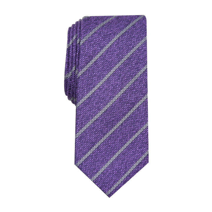 Alfani Men's Paxton Silk Blend Striped Neck Tie Purple Size Regular