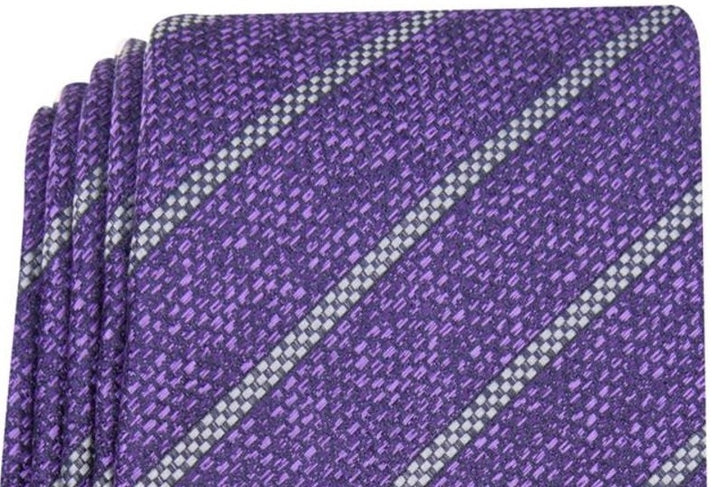 Alfani Men's Paxton Silk Blend Striped Neck Tie Purple Size Regular