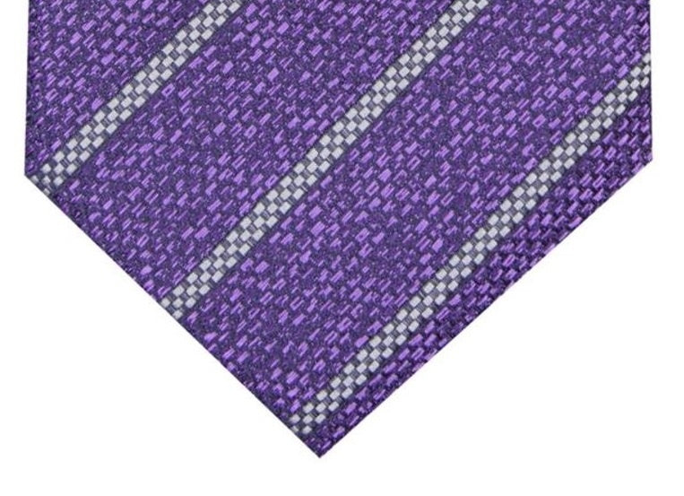 Alfani Men's Paxton Silk Blend Striped Neck Tie Purple Size Regular