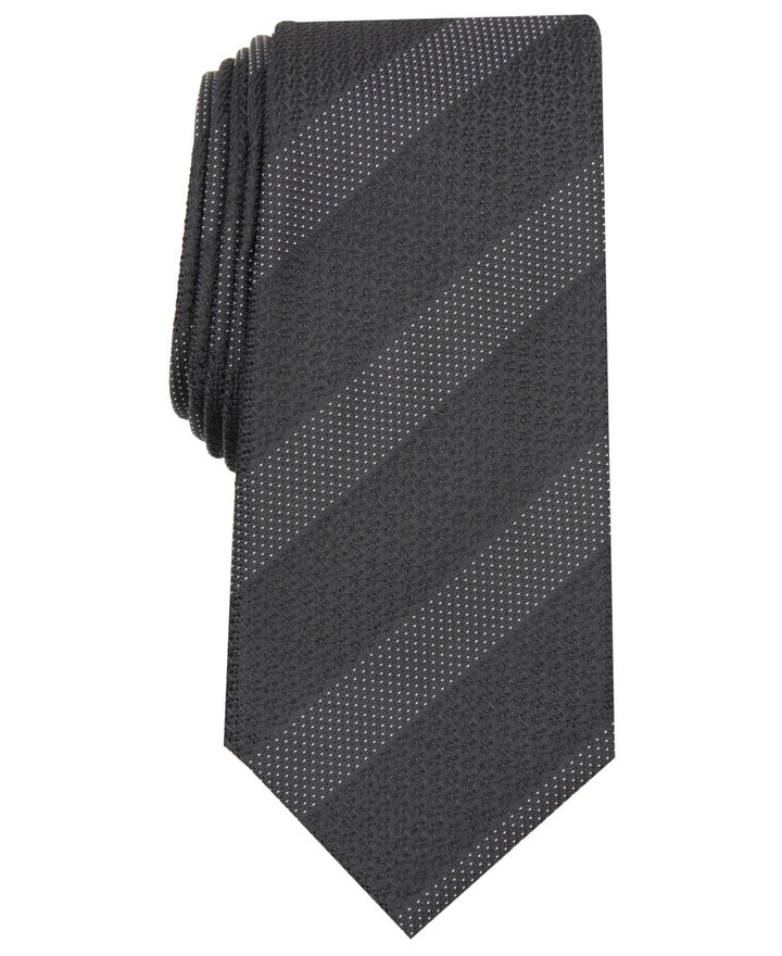 Alfani Men's Slim Textured Stripe Tie Black Size Regular