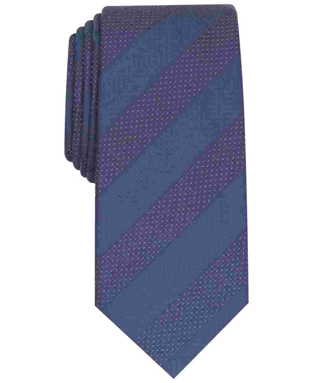 Alfani Men's Navy Sierra Stripe Slim Neck Tie Navy Size Regular