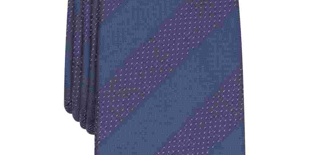 Alfani Men's Navy Sierra Stripe Slim Neck Tie Navy Size Regular