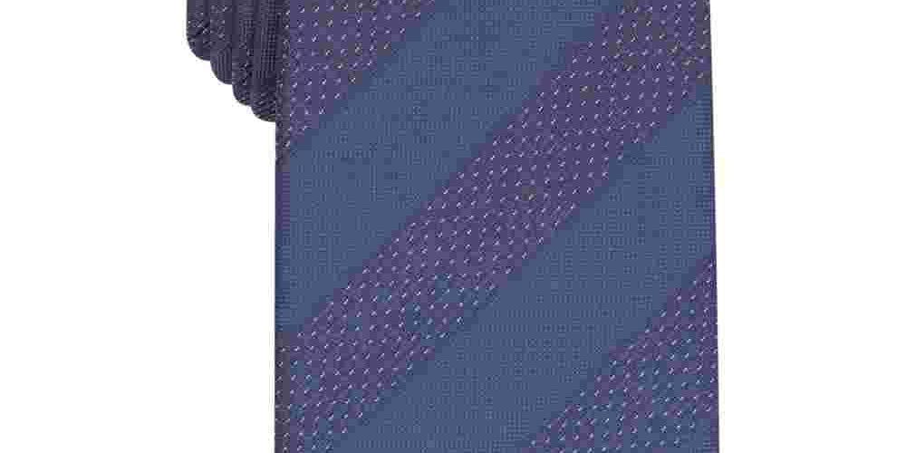 Alfani Men's Navy Sierra Stripe Slim Neck Tie Navy Size Regular