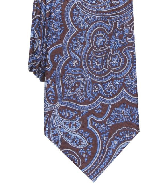 Tasso Elba Men's Neck Tie Hunter Genoa Paisley Skinny Silk Blue Size Regular