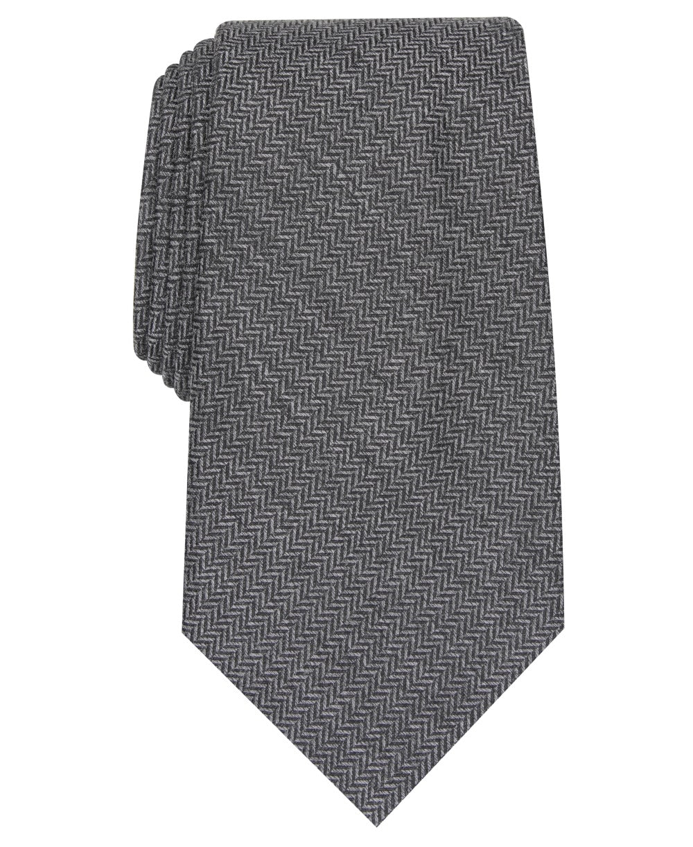 Tasso Elba Men's Classic Herringbone Tie Gray Size Regular