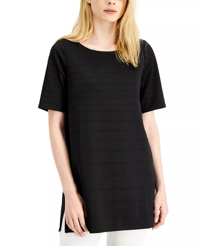 Alfani Women's Ribbed Long Tunic Top Black Size X-Large