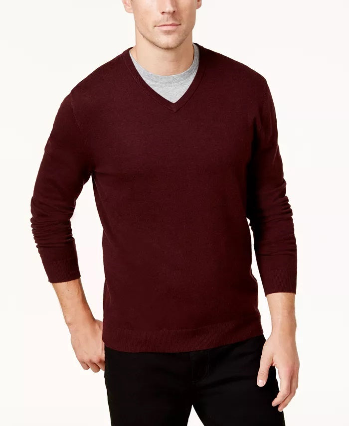 Alfani Men's V Neck Sweater Long Sleeve Red Size X-Large