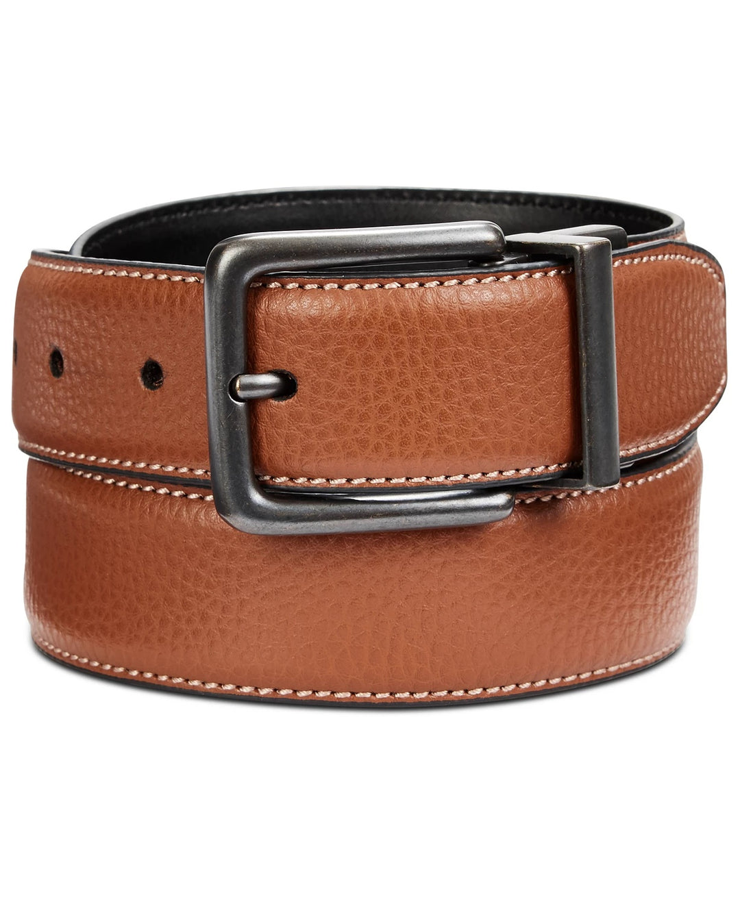 Perry Ellis Men's Tumbled Reversible Leather Belt Brown Size 42 Reg