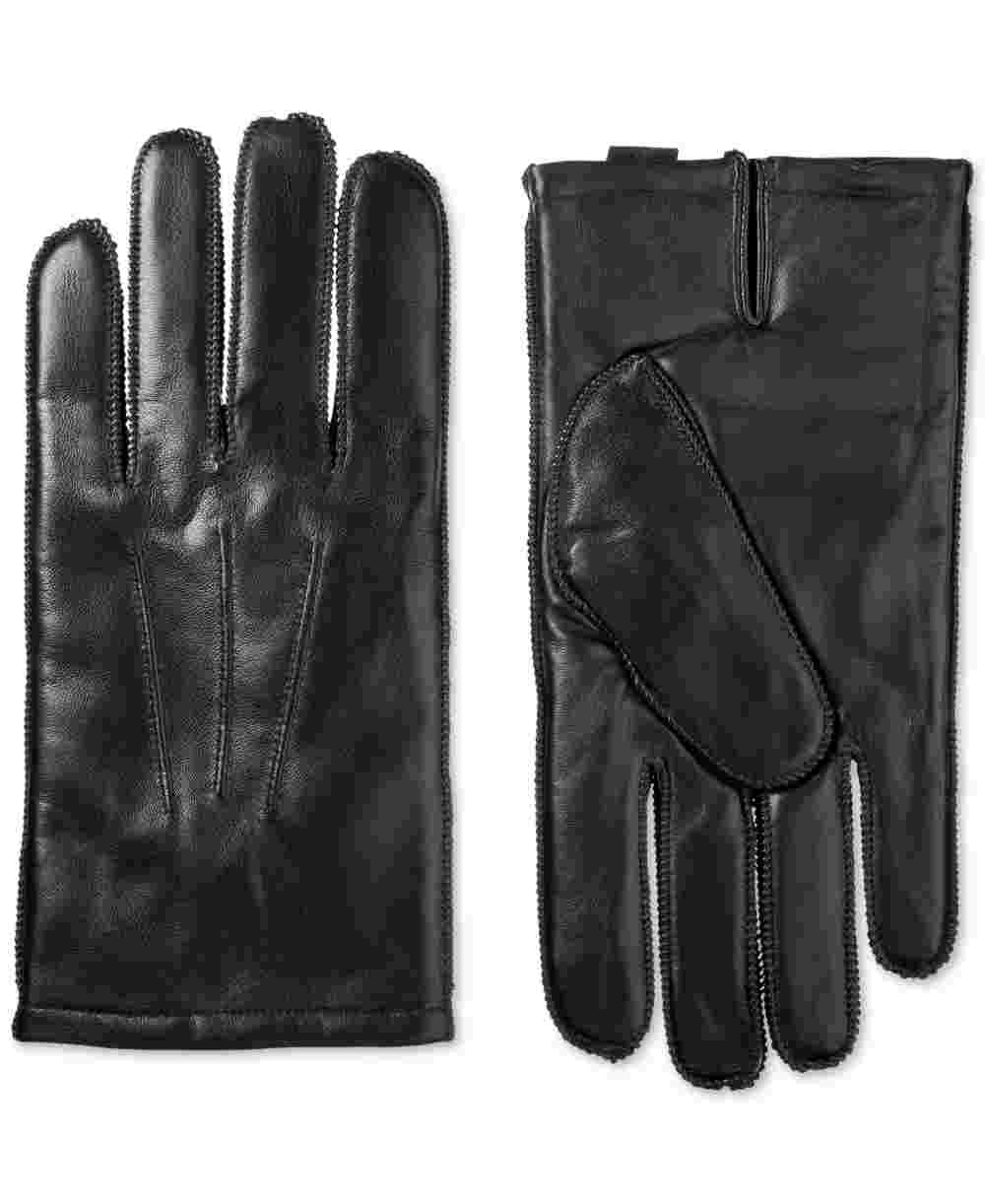 Isotoner Signature Men's Thermaflex Leather Gloves Black Size Medium