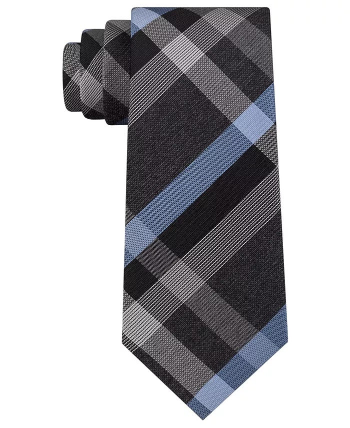 Kenneth Cole Reaction Men's Ruby Plaid Slim Tie Navy Size Regular