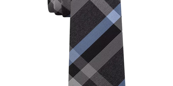 Kenneth Cole Reaction Men's Ruby Plaid Slim Tie Navy Size Regular