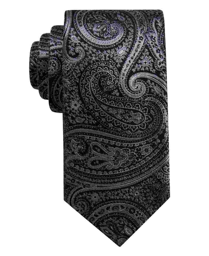 Ryan Seacrest Distinction Men's Gardenia Paisley Slim Silk Tie Black Regular