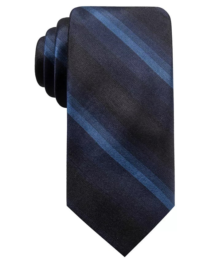 Ryan Seacrest Distinction Men's Leigh Silk Striped Neck Tie Navy Size Regular