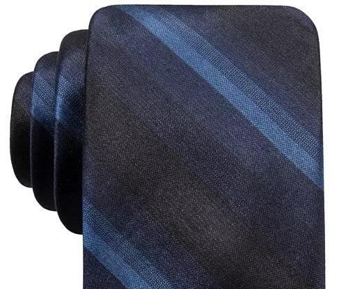 Ryan Seacrest Distinction Men's Leigh Silk Striped Neck Tie Navy Size Regular