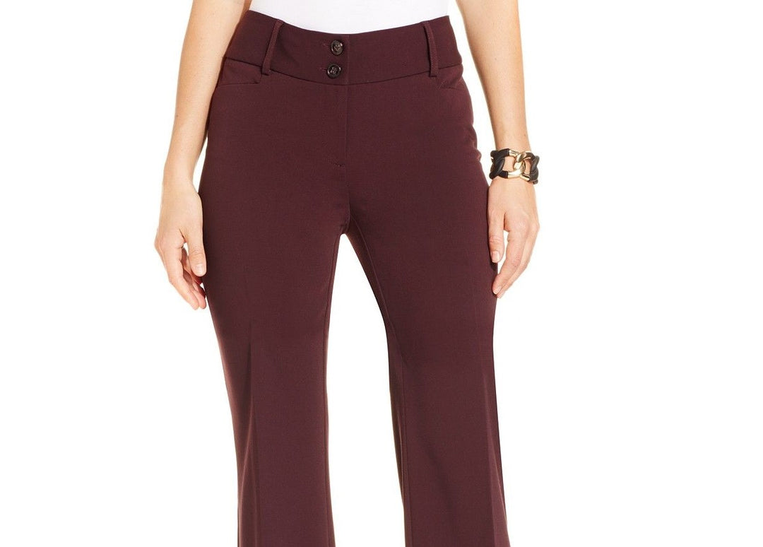 Alfani Women's Curvy-Fit Slimming Bootcut Pants Regular Short & Long Lengths Wine Size 4