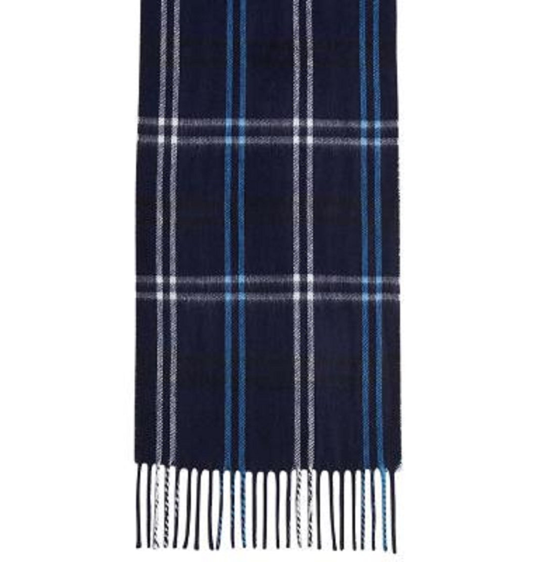 Steve Madden Women's Mid Weight Cozy Plaid Muffler Scarf Navy Size Regular