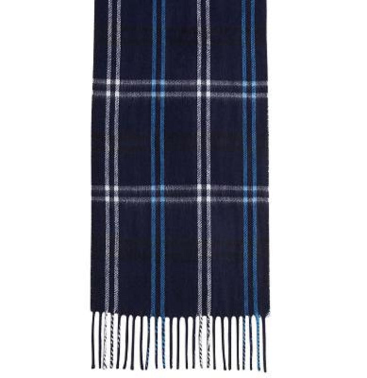 Steve Madden Women's Mid Weight Cozy Plaid Muffler Scarf Navy Size Regular