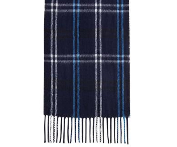 Steve Madden Women's Mid Weight Cozy Plaid Muffler Scarf Navy Size Regular