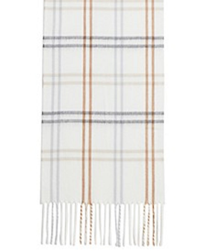 Steve Madden Women's Mid Weight Cozy Plaid Muffler Scarf White Size Regular