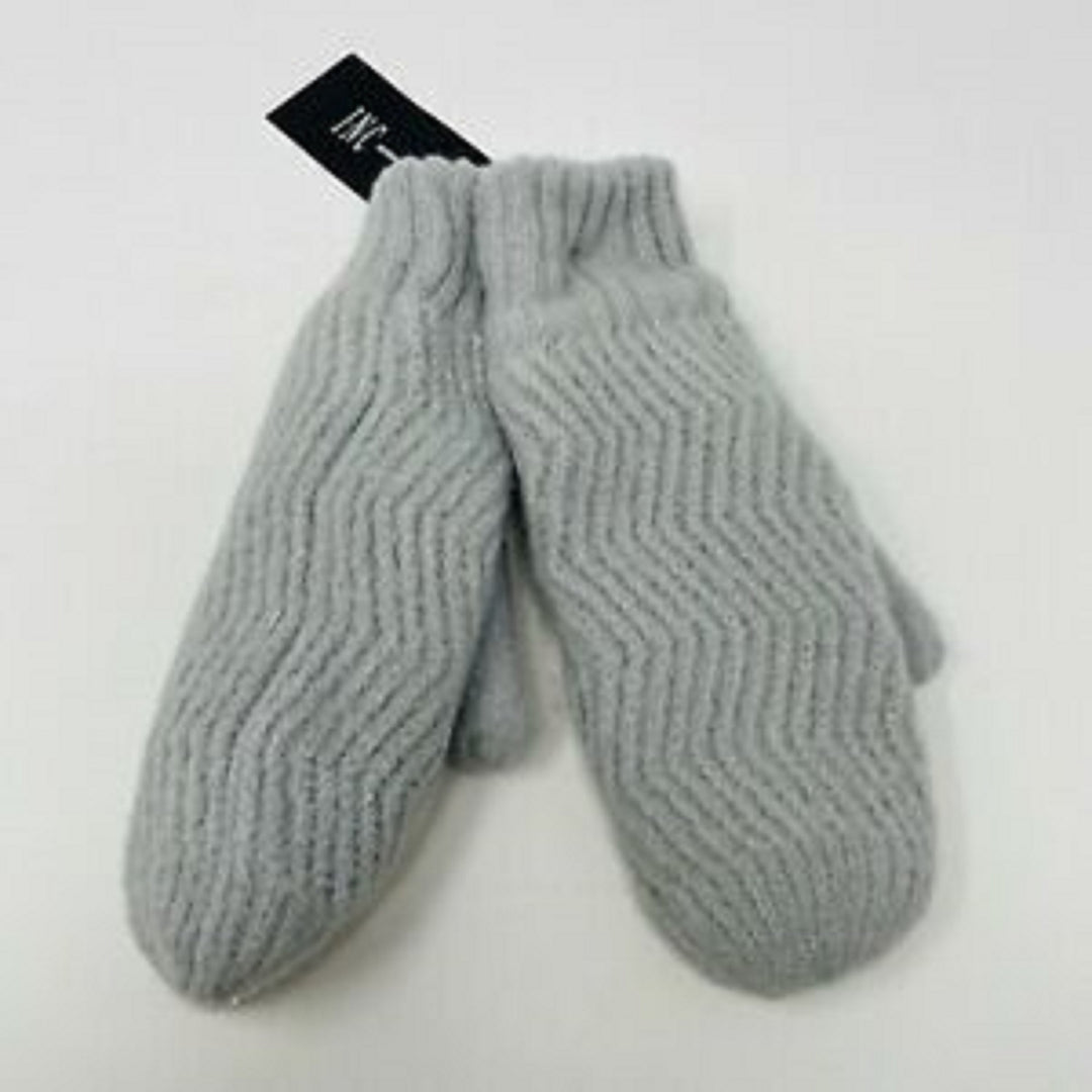 INC International Concepts Women's Chevron Knit Mittens Gray Size Regular