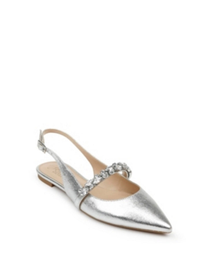 Jewel Badgley Mischka Women's Bambi Flats Silver Size 8.5M