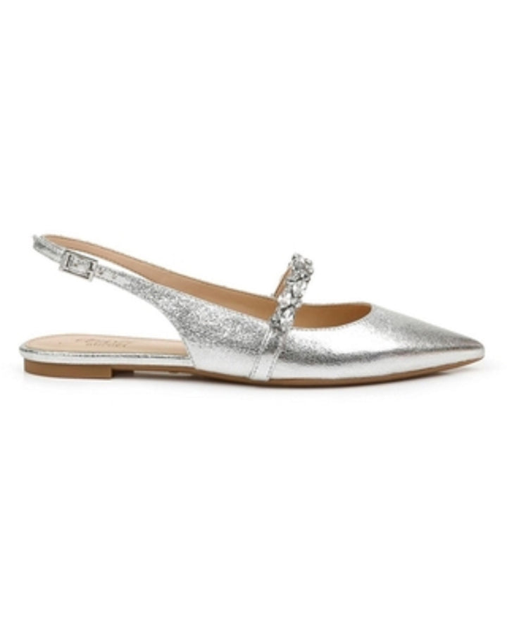 Jewel Badgley Mischka Women's Bambi Flats Silver Size 8.5M