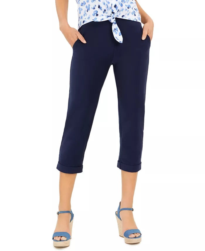 Michael Kors Women's Cuffed Cropped Pants Blue Size Large