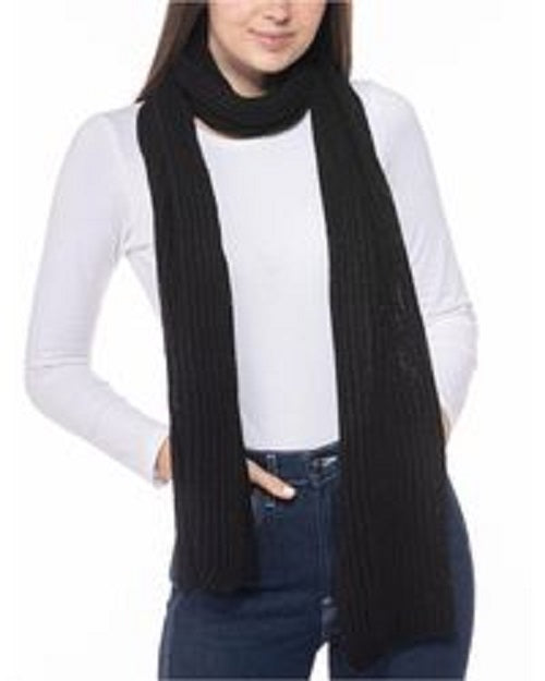 Style & Co Women's Rib Solid Scarf Black Size Regular