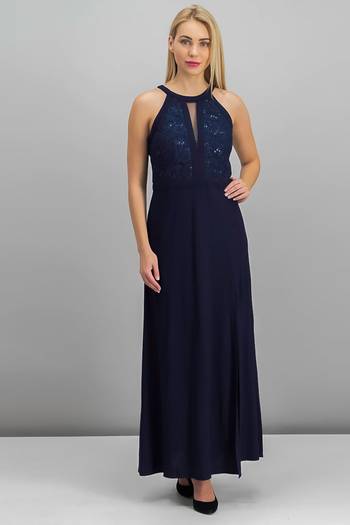 Nightway Women's Lace Halter Gown Navy Size 10