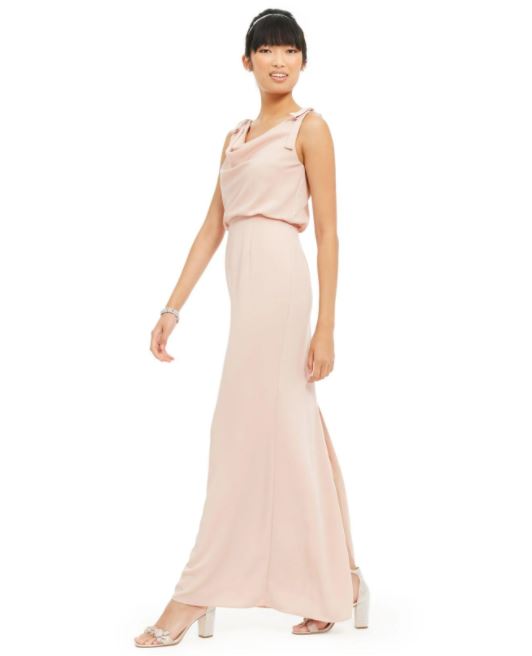 Adrianna Papell Women's Blouson Cowlneck Gown Pink Size 8