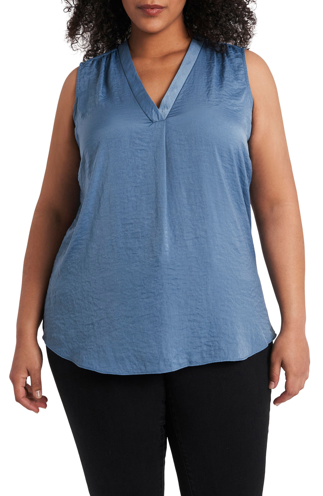 Vince Camuto Women's Plus Size V-Neck Sleeveless Blouse Blue Size 3X