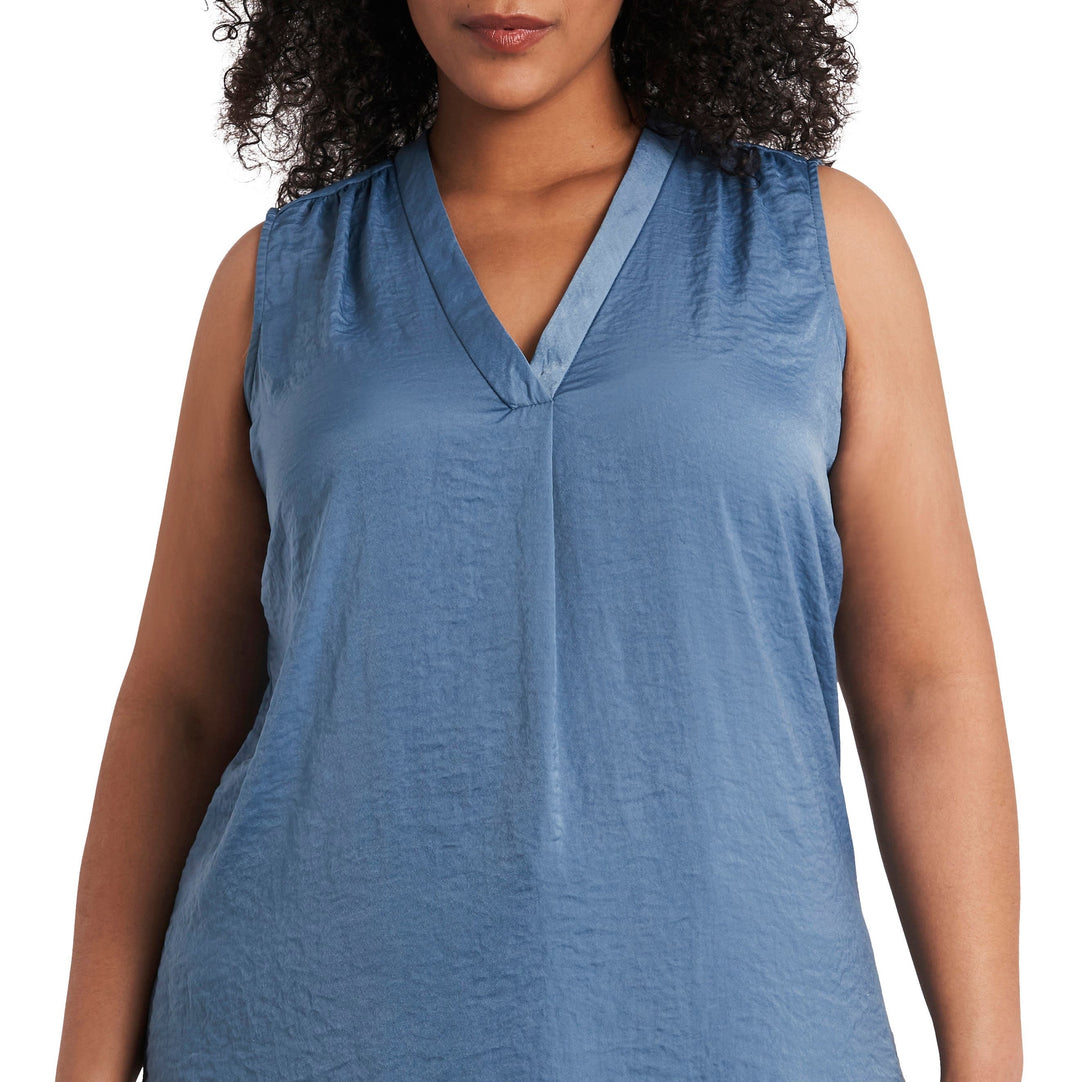 Vince Camuto Women's Plus Size V-Neck Sleeveless Blouse Blue Size 3X