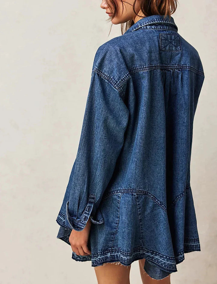 Free People Freya Denim Shirt Blue Size S