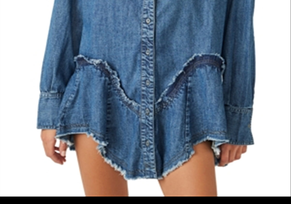 Free People Freya Denim Shirt Blue Size S