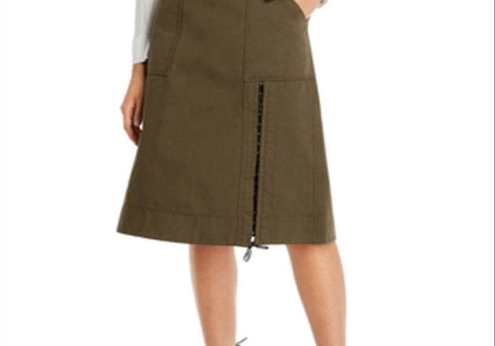 3.1 Phillip Lim Utility Belted Midi Skirt Green Size 10