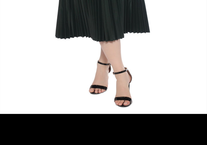 Gracia Faux Leather Pleated Midi Skirt Size XL