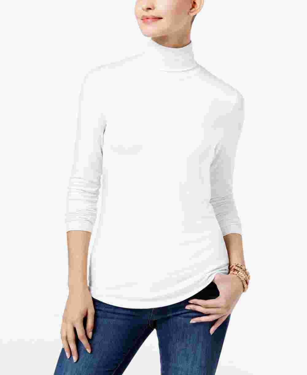 Maison Jules Women's Turtleneck Top White Size Medium