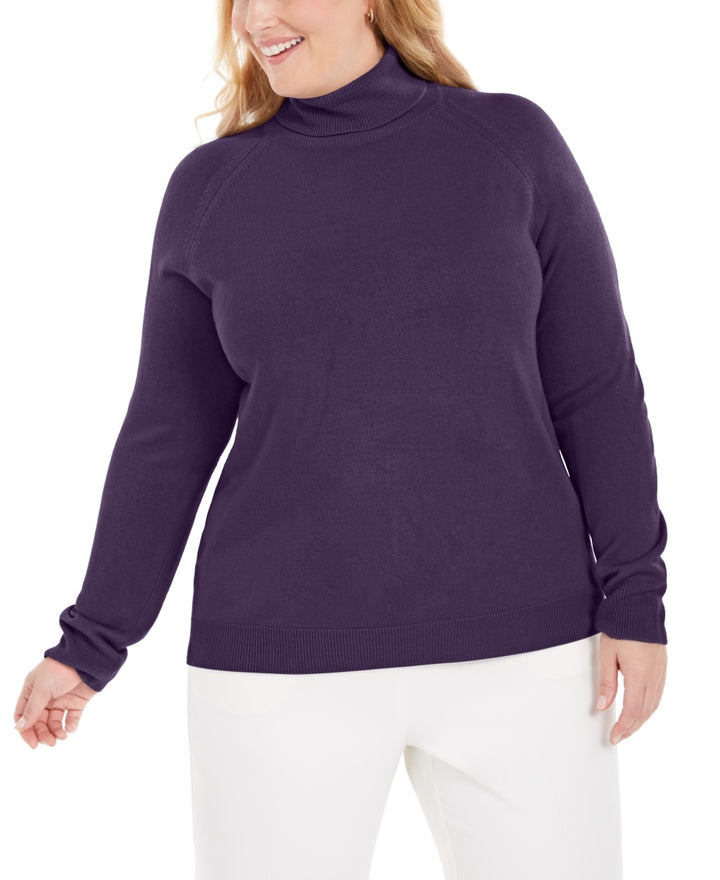 Karen Scott Women's Plus Size Turtleneck Luxsoft Sweater Purple Size 1X