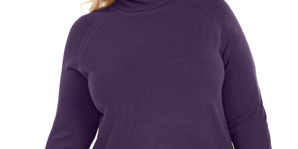 Karen Scott Women's Plus Size Turtleneck Luxsoft Sweater Purple Size 1X