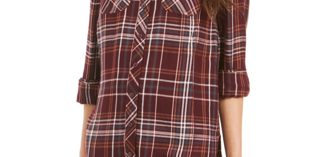 Style & Co Women's Plaid Tunic Purple Size Small