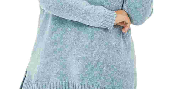 Karen Scott Women's Plus V Neck Chenille Sweater Blue Size 2X