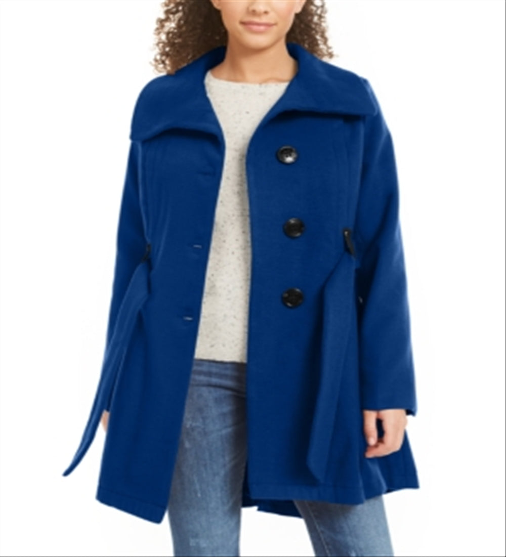 Madden Girl Junior's Belted Skirted Coat Blue Size Large