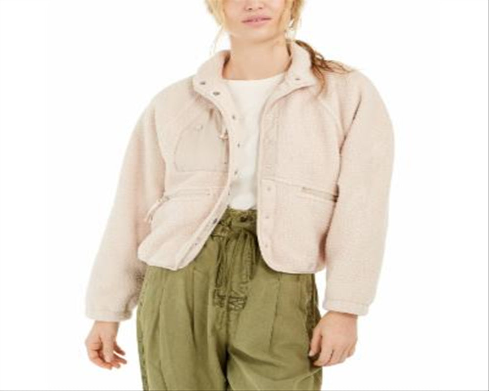 Free People Women's Hit the Slopes Fleece Jacket Fawn Beige Size Large