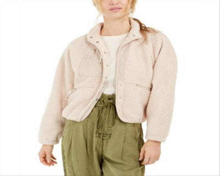 Free People Women's Hit the Slopes Fleece Jacket Fawn Beige Size Large